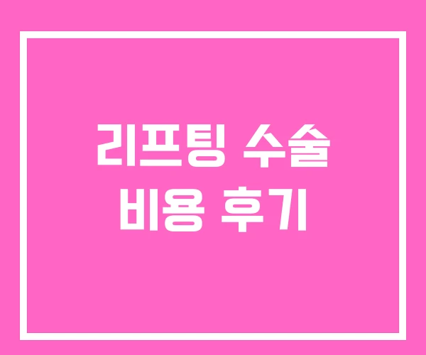 리프팅 수술 비용 후기