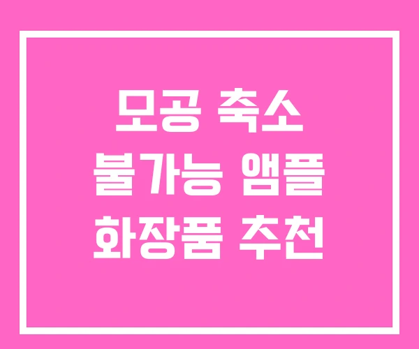 모공 축소 불가능 앰플 화장품 추천 모공 축소 불가능 앰플 화장품 추천