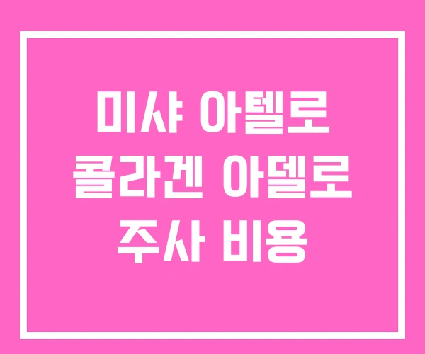 미샤 아텔로 콜라겐 아델로 주사 비용 미샤 아텔로 콜라겐 아델로 주사 비용