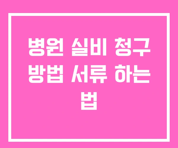 병원 실비 청구 방법 서류 하는 법 병원 실비 청구 방법 서류 하는 법