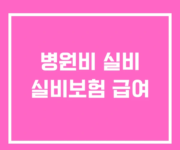 병원비 실비 실비보험 급여