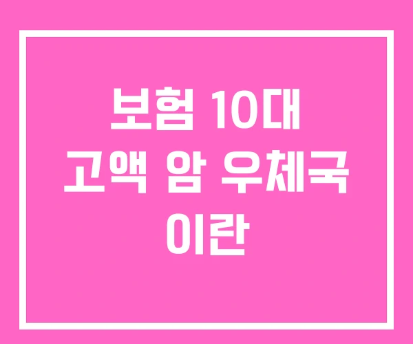 보험 10대 고액 암 우체국 이란