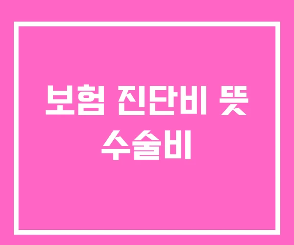 보험 진단비 뜻 수술비