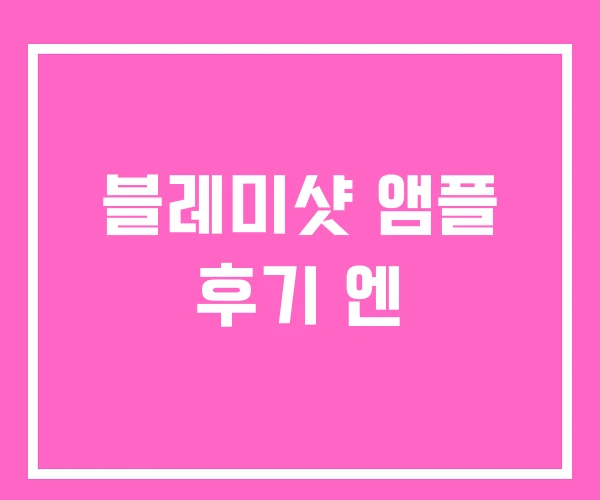 블레미샷 앰플 후기 엔