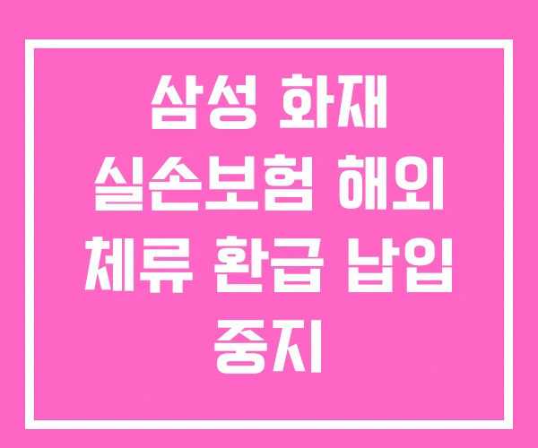 삼성 화재 실손보험 해외 체류 환급 납입 중지 삼성 화재 실손보험 해외 체류 환급 납입 중지