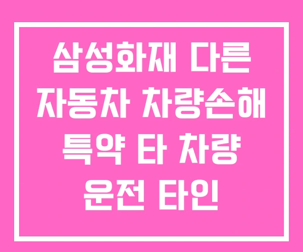 삼성화재 다른 자동차 차량손해 특약 타 차량 운전 타인