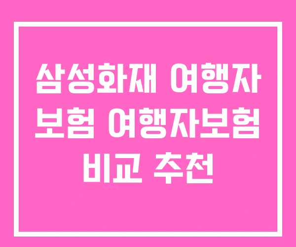 삼성화재 여행자 보험 여행자보험 비교 추천