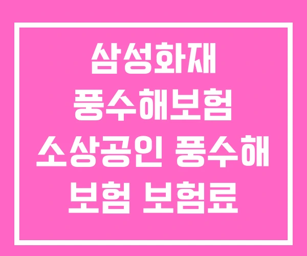 삼성화재 풍수해보험 소상공인 풍수해 보험 보험료 삼성화재 풍수해보험 소상공인 풍수해 보험 보험료