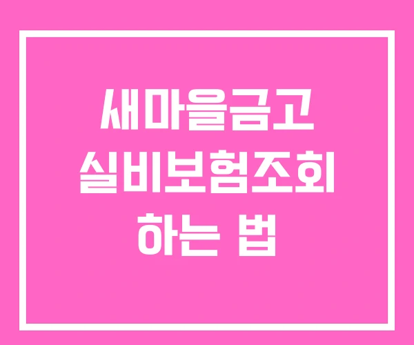 새마을금고 실비보험조회 하는 법