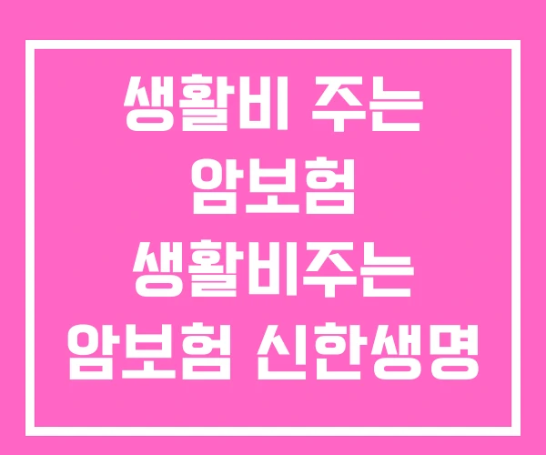 생활비 주는 암보험 생활비주는 암보험 신한생명