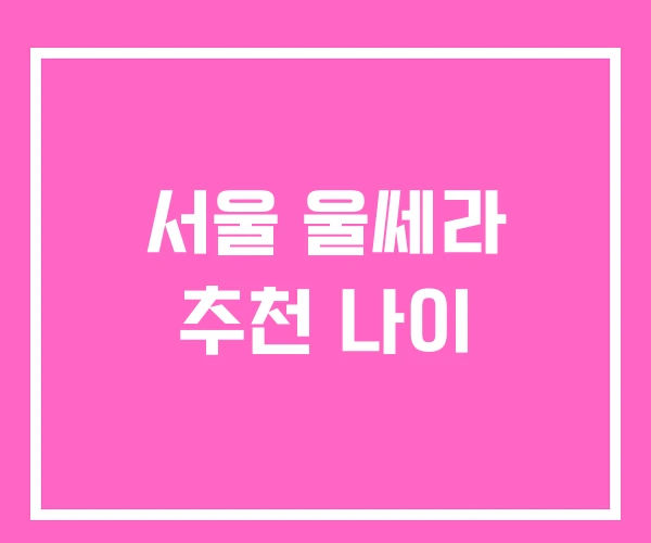 서울 울쎄라 추천 나이