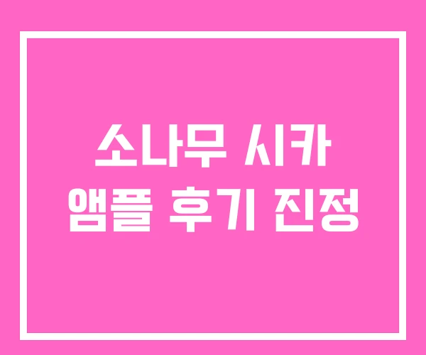 소나무 시카 앰플 후기 진정 소나무 시카 앰플 후기 진정