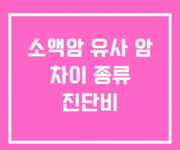 소액암 유사 암 차이 종류 진단비