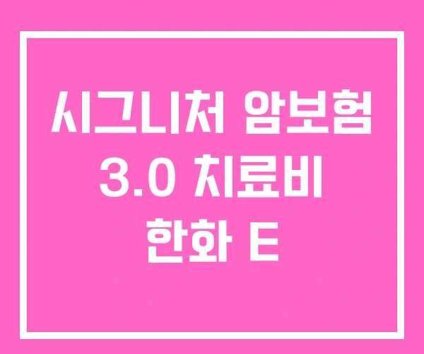 시그니처 암보험 3.0 치료비 한화 E
