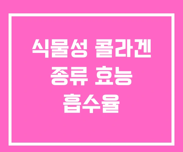 식물성 콜라겐 종류 효능 흡수율 식물성 콜라겐 종류 효능 흡수율