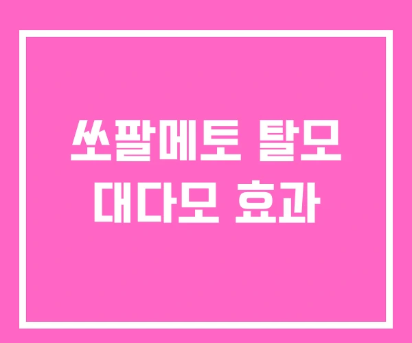 쏘팔메토 탈모 대다모 효과