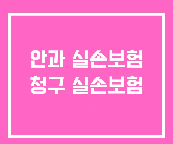 안과 실손보험 청구 실손보험
