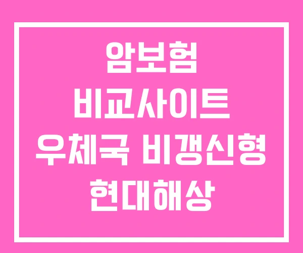 암보험 비교사이트 우체국 비갱신형 현대해상