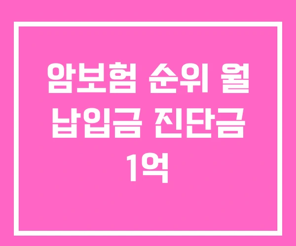 암보험 순위 월 납입금 진단금 1억 암보험 순위 월 납입금 진단금 1억
