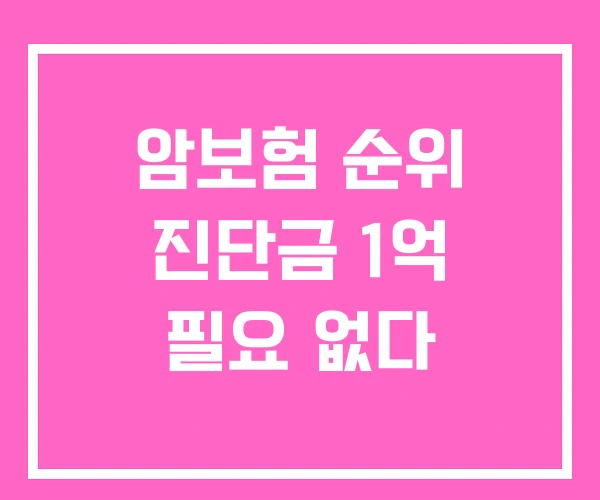 암보험 순위 진단금 1억 필요 없다 암보험 순위 진단금 1억 필요 없다