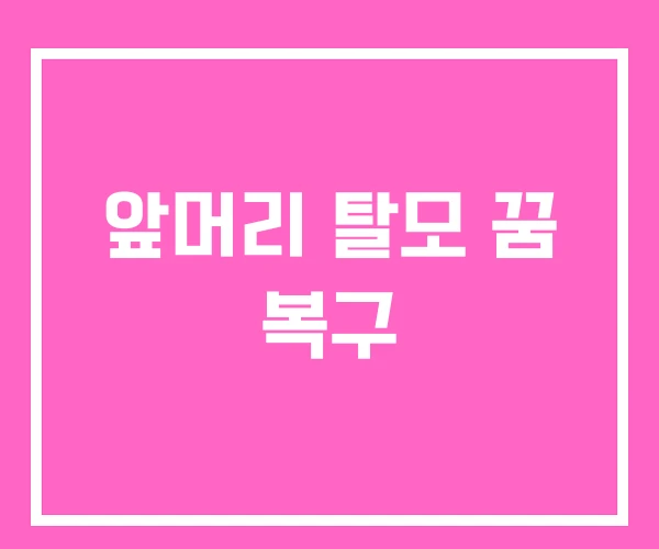 앞머리 탈모 꿈 복구 앞머리 탈모 꿈 복구