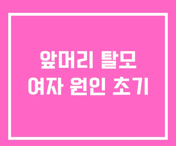 앞머리 탈모 여자 원인 초기