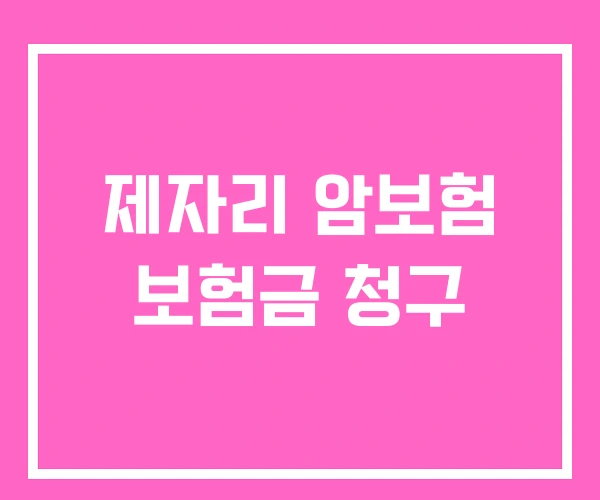 제자리 암보험 보험금 청구 제자리 암보험 보험금 청구
