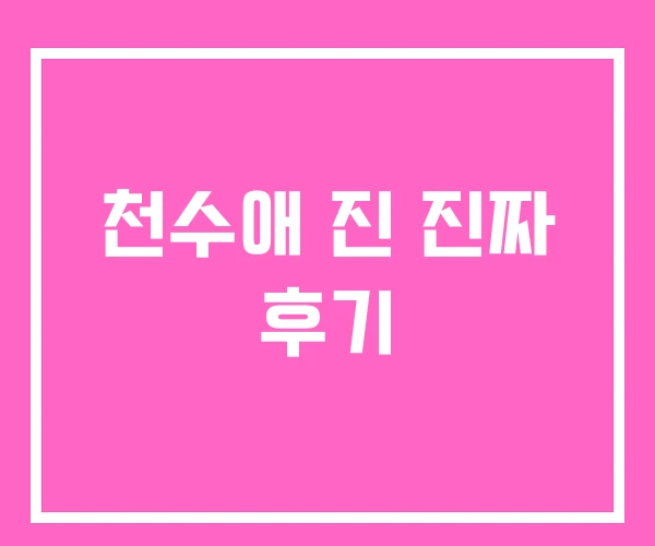 천수애 진 진짜 후기