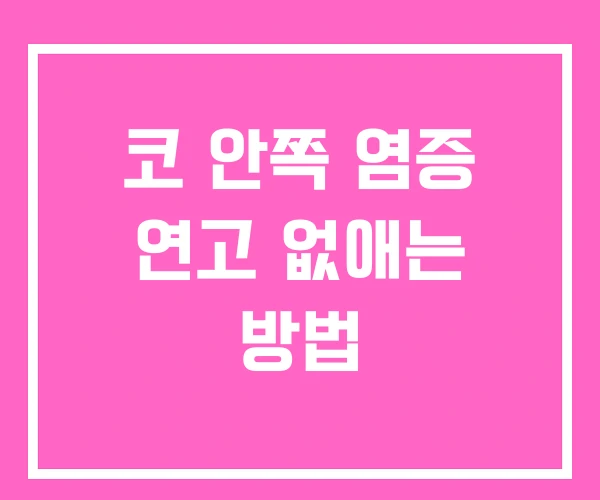 코 안쪽 염증 연고 없애는 방법