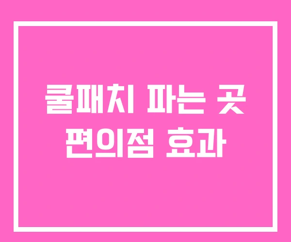 쿨패치 파는 곳 편의점 효과