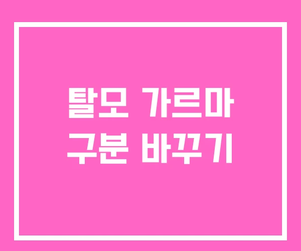 탈모 가르마 구분 바꾸기