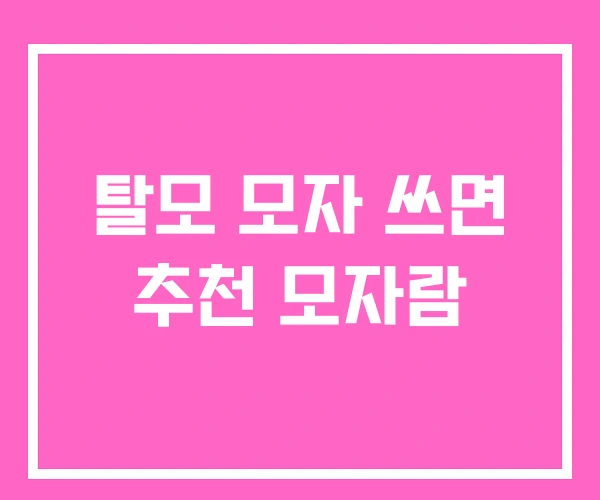 탈모 모자 쓰면 추천 모자람