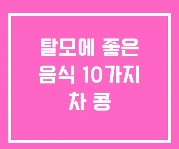 탈모에 좋은 음식 10가지 차 콩
