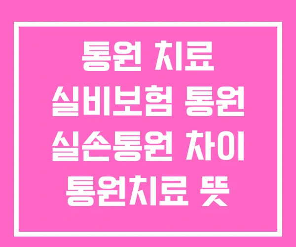 통원 치료 실비보험 통원 실손통원 차이 통원치료 뜻