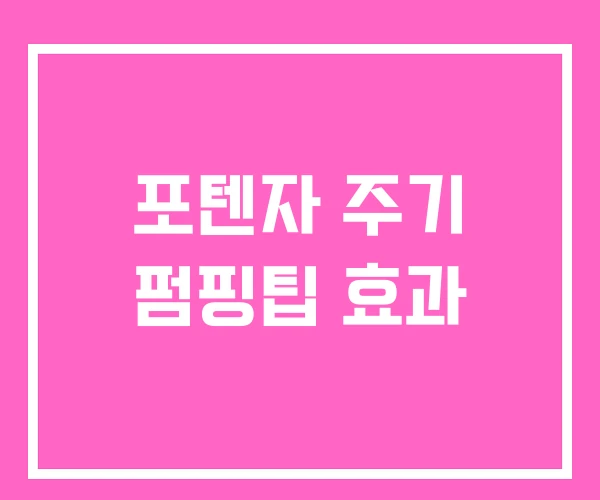 포텐자 주기 펌핑팁 효과