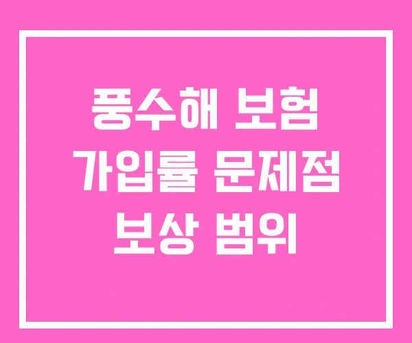 풍수해 보험 가입률 문제점 보상 범위