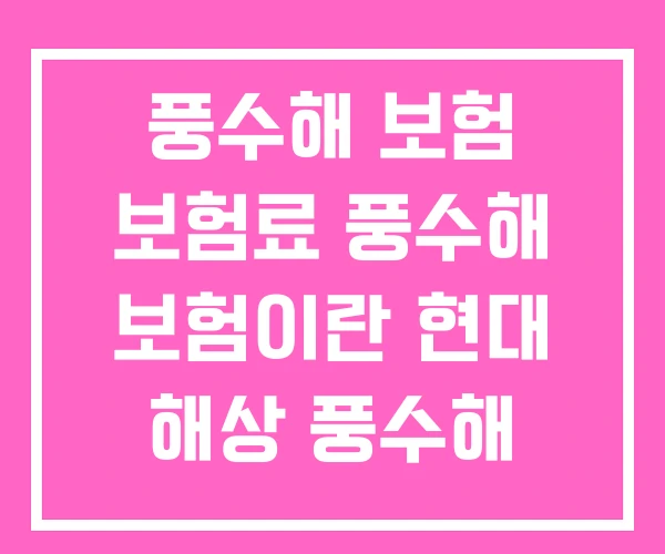 풍수해 보험 보험료 풍수해 보험이란 현대 해상 풍수해 보험 풍수해 보험 보험료 풍수해 보험이란 현대 해상 풍수해 보험