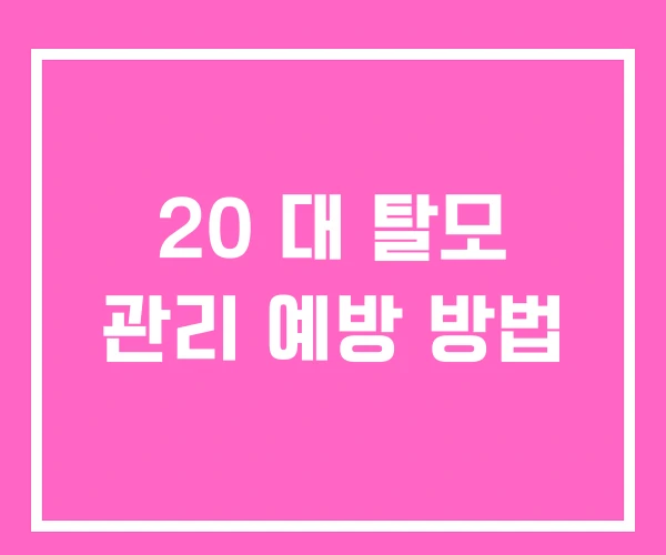 20 대 탈모 관리 예방 방법 20 대 탈모 관리 예방 방법