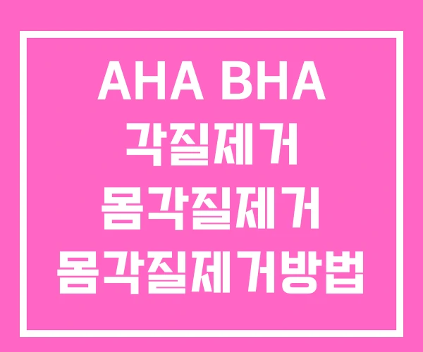 AHA BHA 각질제거 몸각질제거 몸각질제거방법