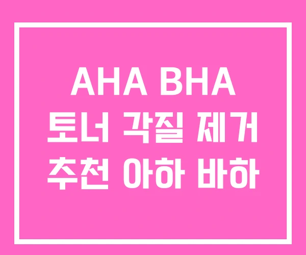 AHA BHA 토너 각질 제거 추천 아하 바하