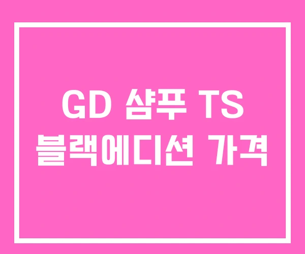 GD 샴푸 TS 블랙에디션 가격