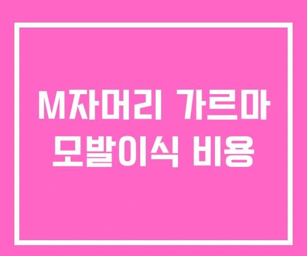 M자머리 가르마 모발이식 비용