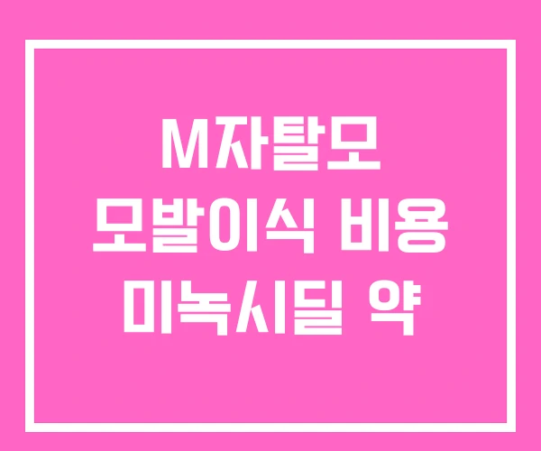 M자탈모 모발이식 비용 미녹시딜 약