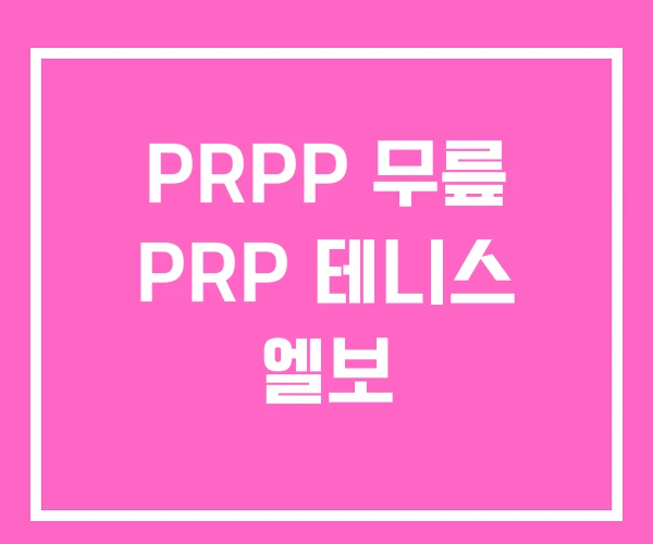 PRPP 무릎 PRP 테니스 엘보 PRPP 무릎 PRP 테니스 엘보