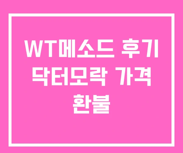 WT메소드 후기 닥터모락 가격 환불