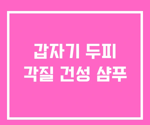 갑자기 두피 각질 건성 샴푸