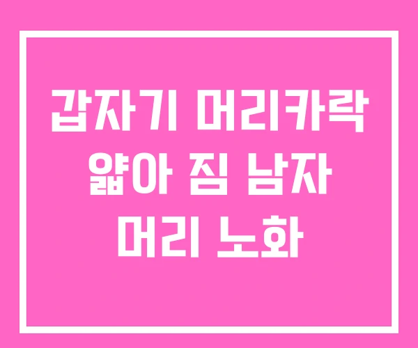 갑자기 머리카락 얇아 짐 남자 머리 노화
