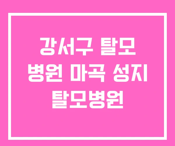 강서구 탈모 병원 마곡 성지 탈모병원