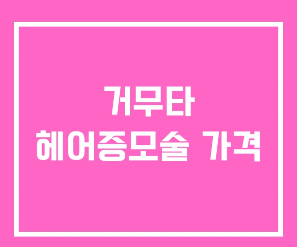 거무타 헤어증모술 가격 거무타 헤어증모술 가격