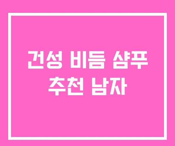 건성 비듬 샴푸 추천 남자